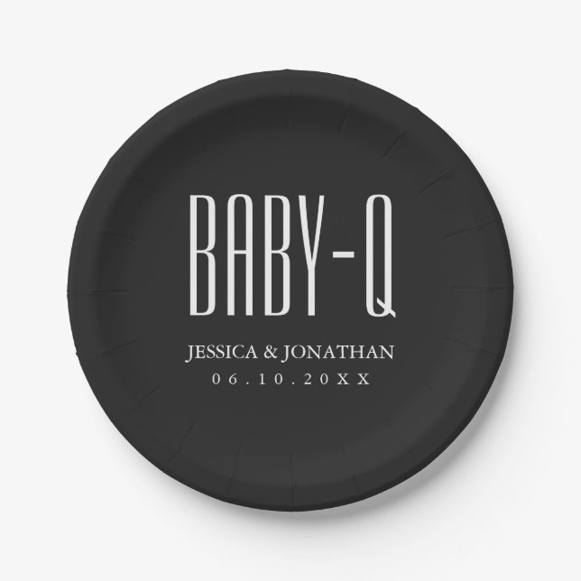 Assiettes En Carton BBQ Baby Q Jardin Baby shower Barbeque (Devant)