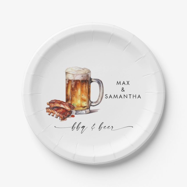 Assiettes En Carton BBQ et bière personnalisés (Devant)