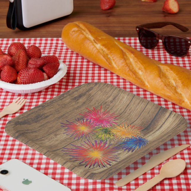 Assiettes En Carton BBQ Été Fireworks (Pique-nique)