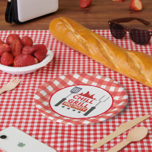 Assiettes En Carton BBQ mignon de partie de froid et de gril
