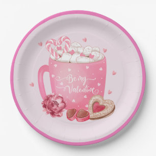 Assiettes En Carton Be My Valentine Cocoa, Cookies and Sweets