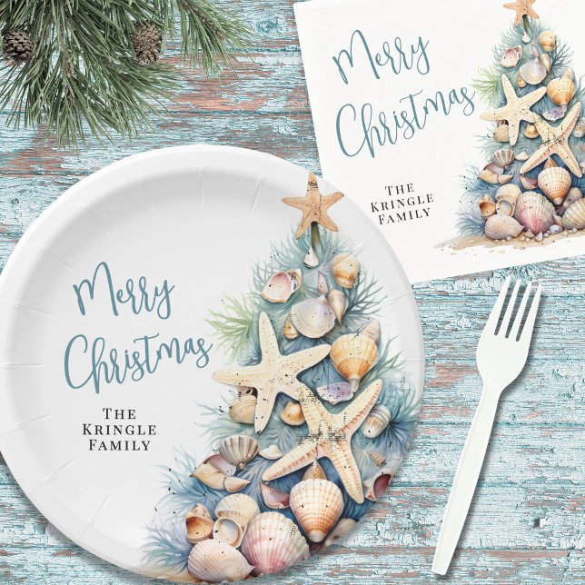 Assiettes En Carton Beach Christmas Party (Beach Christmas Party Paper Plates)