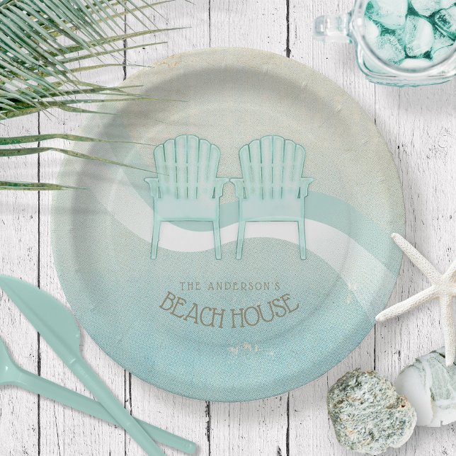 Assiettes En Carton Beach House Adirondack Chaises Aqua Blue ID623 (Créateur téléchargé)