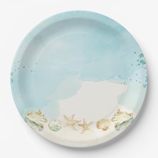 Assiettes En Carton Beach Ocean Destination Mariage Mariage Naissance (Devant)