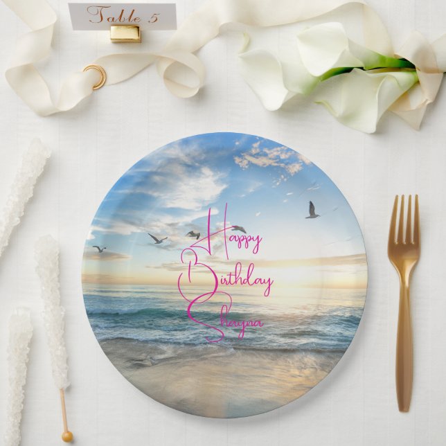 Assiettes En Carton Beach Sunrise Custom Party (Mariage)