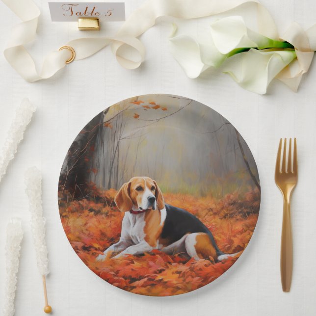 Assiettes En Carton Beagle en automne Leaves automne Inspire (Mariage)