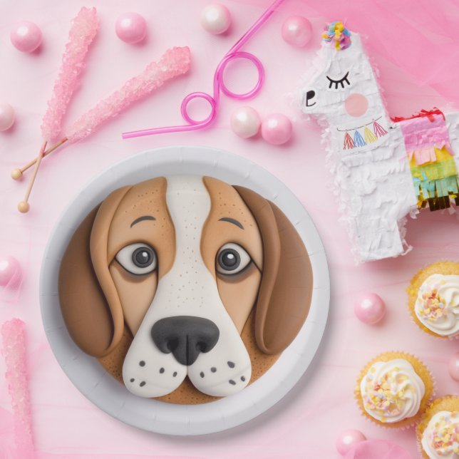 Assiettes En Carton Beagle Un Beau Cookie Inspiré (Fête)
