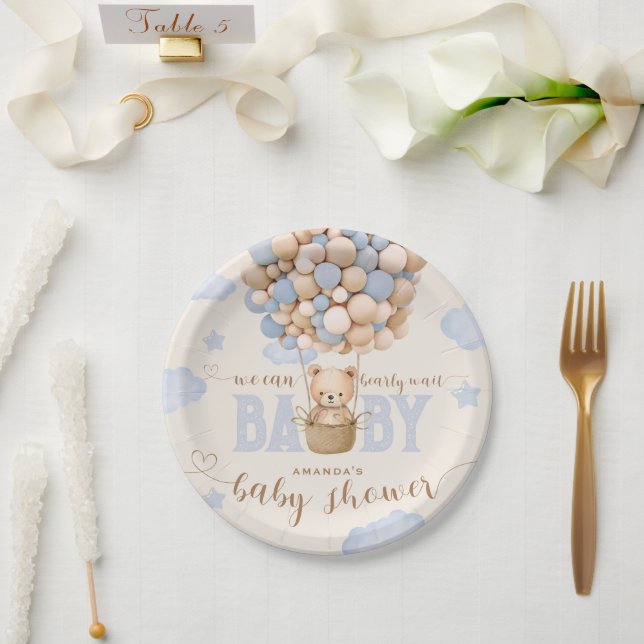 Assiettes En Carton Bear Balloons Bearly Wait Bébé Garçon Douche (Mariage)