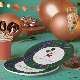 Assiettes En Carton Bear & Balloons Plaid Baby Shower