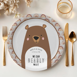 Assiettes En Carton Bearly Wait Brown Bear Baby Shower Table