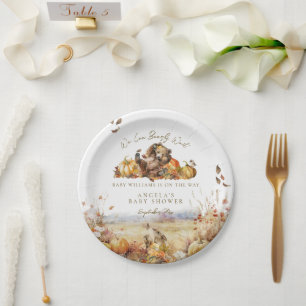 Assiettes En Carton Bearly Wait Fall Baby shower d'aquarelle bois