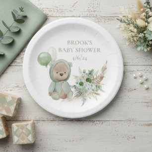 Assiettes En Carton Bearly Wait Green Boho Bear Favoriser