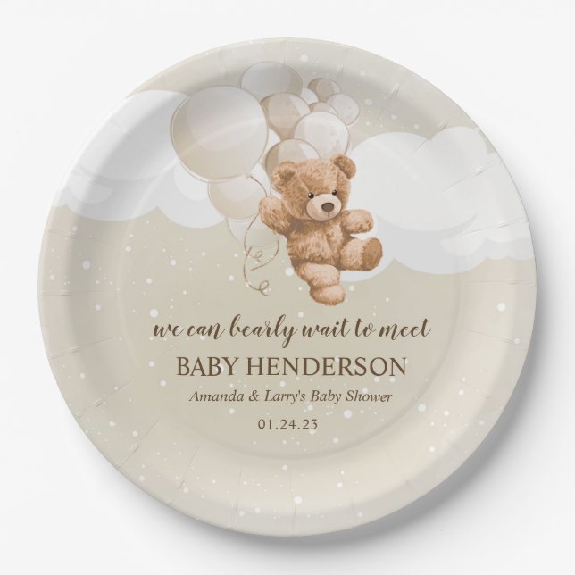 Assiettes En Carton Bearly Wait Neutral Teddy Bear (Devant)