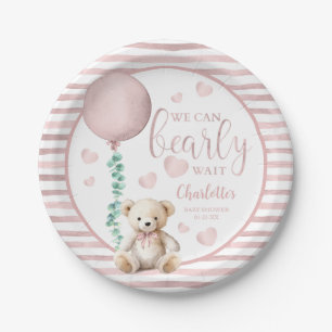 Assiettes En Carton Bearly Wait Pink Teddy Bear Plaques de Baby shower