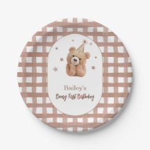 Beary First Birthday Gingham