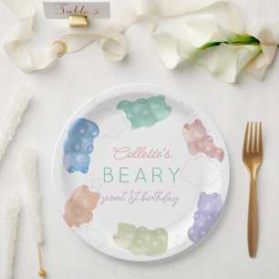 Assiettes En Carton Beary Sweet Pastel Gummy Ours Anniversaire
