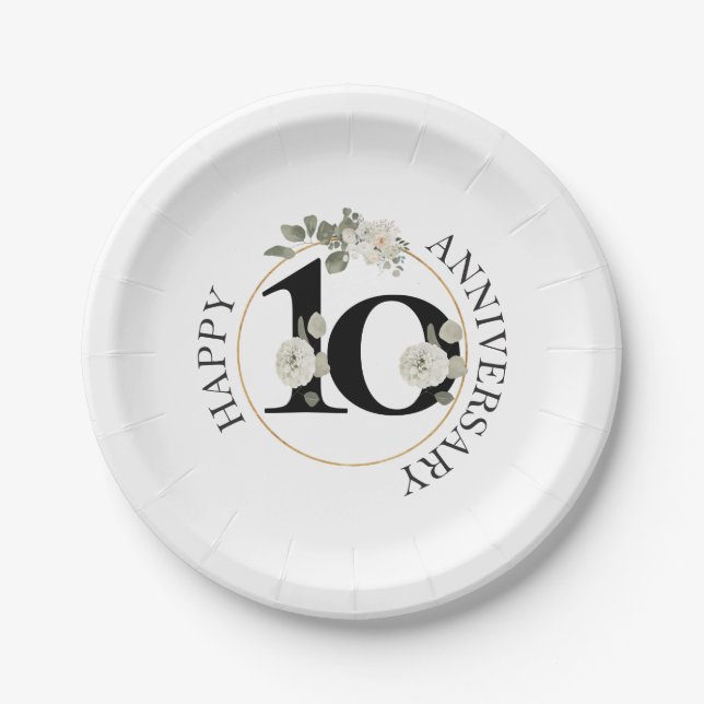 Assiettes En Carton Beau 10e ANNIVERSAIRE (Devant)