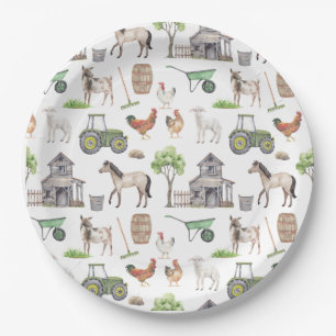Assiettes En Carton Beau Animaux De Ferme Tracteurs Joyeux Anniversair