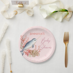 Assiettes En Carton Beau bébé océan Narwhal coquillages Baby shower Pa