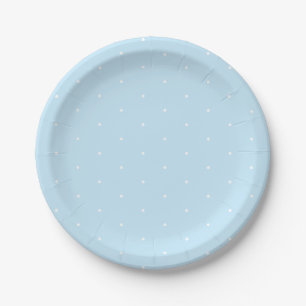 Assiettes En Carton Beau élégant bleu clair blanc pois minuscules