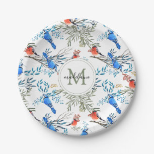 Assiettes En Carton Beau Motif d'aquarelle et de feuillage