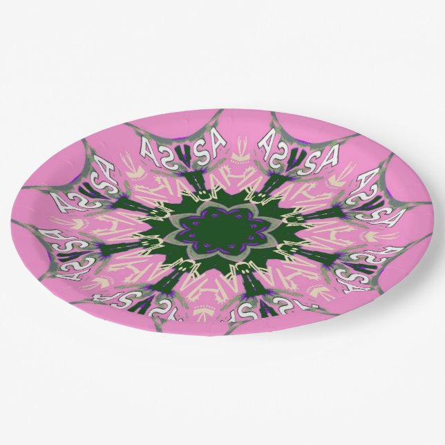 Assiettes En Carton Beau motif de teinte violet rose bébé monogramme (Angle)
