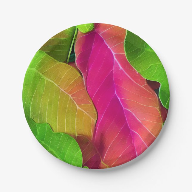 Assiettes En Carton Beau Motif vert et rose (Devant)