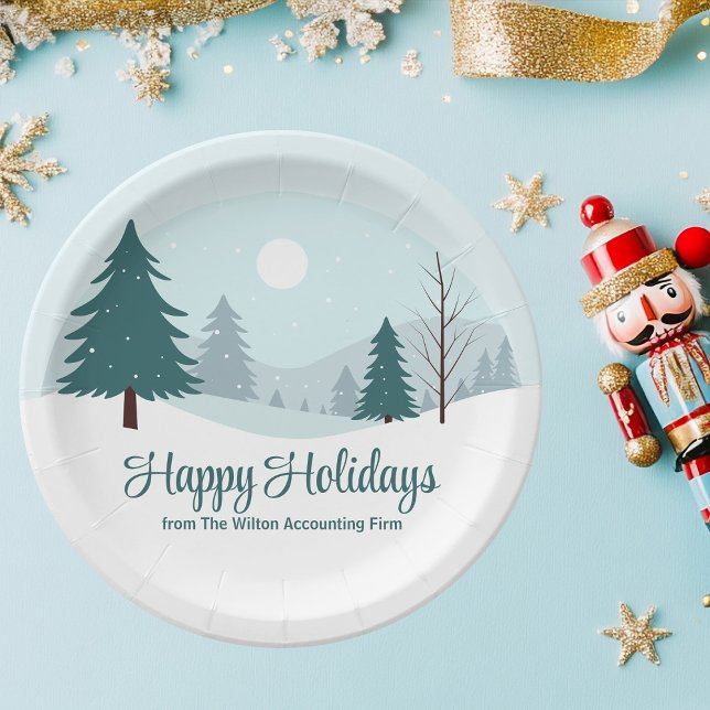 Assiettes En Carton Beau Noël Arbres Fêtes d'hiver Fête (Créateur téléchargé)