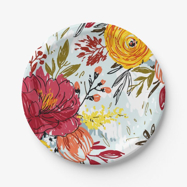 Assiettes En Carton Beau Rose (Devant)