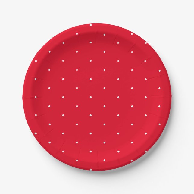 Assiettes En Carton Beau rouge blanc minuscule pois élégant motif (Devant)