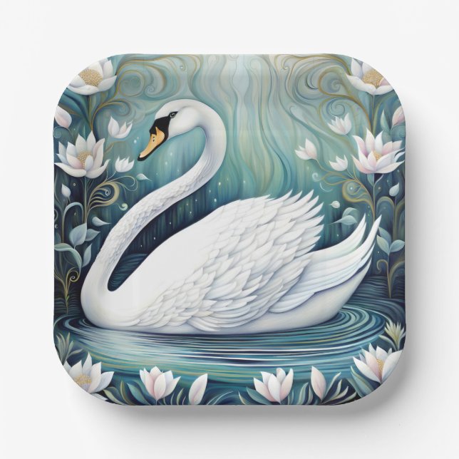 Assiettes En Carton Beau Swan (Recto)