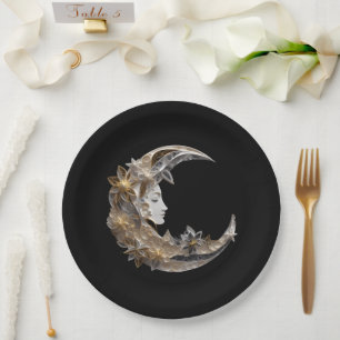 Assiettes En Carton Beau visage dans la lune