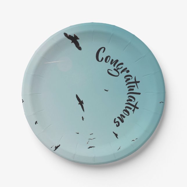 Assiettes En Carton Beaucoup d'oiseaux et un controle & votre texte (Devant)