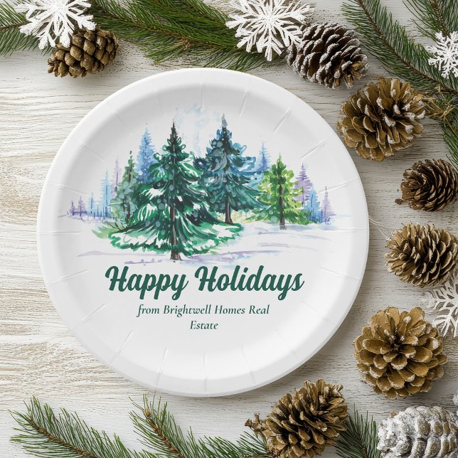 Assiettes En Carton Beautiful Happy Holidays Custom Christmas Party (Créateur téléchargé)