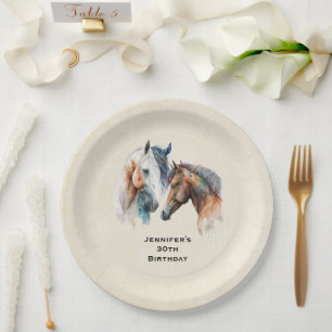 Assiettes En Carton Beaux Chevaux Boho Occidental Style Anniversaire