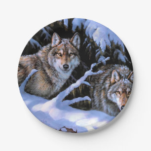 Assiettes En Carton Beaux tableaux de deux loups