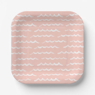 Assiettes En Carton Bébé à bord Baby shower Surf rose