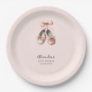 Assiettes En Carton Bébé Ballerina Chaussures Bow rose Or fille Douche