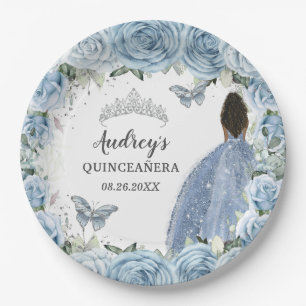 Assiettes En Carton Bébé Bleu Doux Papillons Floraux Brown Princesse