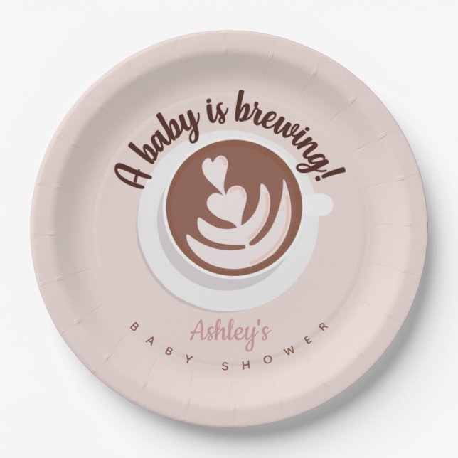Assiettes En Carton Bébé brasse Café Brunch Baby shower Saupoudrer (Devant)