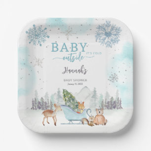 Assiettes En Carton Bébé C'est la forêt d'hiver froid Dehors du Baby s