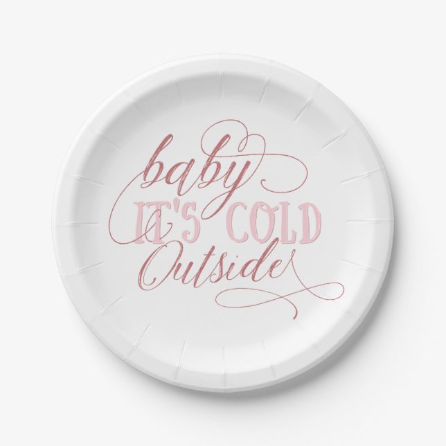 Assiettes En Carton Bébé c'est plat rose extérieur froid de citation (Devant)