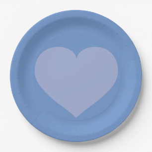 Assiettes En Carton Bébé Coeur bleu 