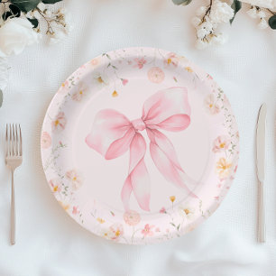 Assiettes En Carton Bébé de Fleurs sauvages roses en fleurs