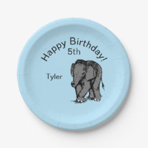 Bébé Eléphant Anniversaire Bleu