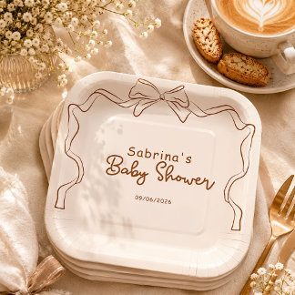 Assiettes En Carton Bébé en cours de brassage, Baby Shower Café dessin