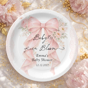 Assiettes En Carton Bébé en Fleur Arc en Rose Fille Baby Shower