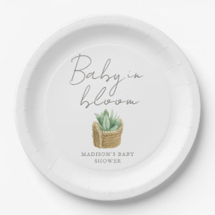 Assiettes En Carton Bébé en fleur Baby shower Succulent simple