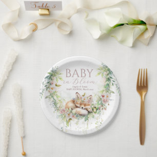 Assiettes En Carton Bébé en Fleur Bois Floral Bébé Fille Douche