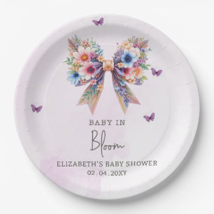 Assiettes En Carton Bébé en fleur Fleur sauvage Bow Girl Baby shower